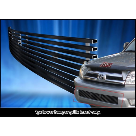 2003-2005 Toyota 4Runner Stainless Steel Black Powder Coated Finish 8X6 Horizontal Billet Black Stainless Steel Billet Grille