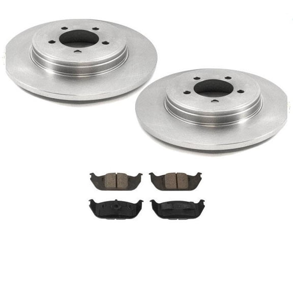 2003-2005 for Lincoln for Aviator Rear Disc Brake Rotors & Brake Pads - D3EA-certified Solid Rotor, Fits 2003-2005 for Lincoln for Aviator, 2