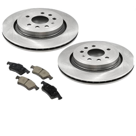2003-2005 for Saab 9-3 Arc Vented Rear Brake Rotors & Ceramic Pads - D3EA Certified for Left and Right, Ideal for Performance & Aesthetics