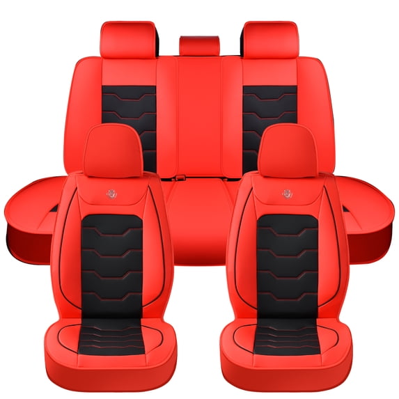 2003-2015 for HONDA CIVIC Seat Cover, Waterproof Leather 5 Piece Full Set Easy to Clean and Install Beautify Interior, Red Car Seat Covers, 4-Door Sedans Only, Pet Car Seat Covers