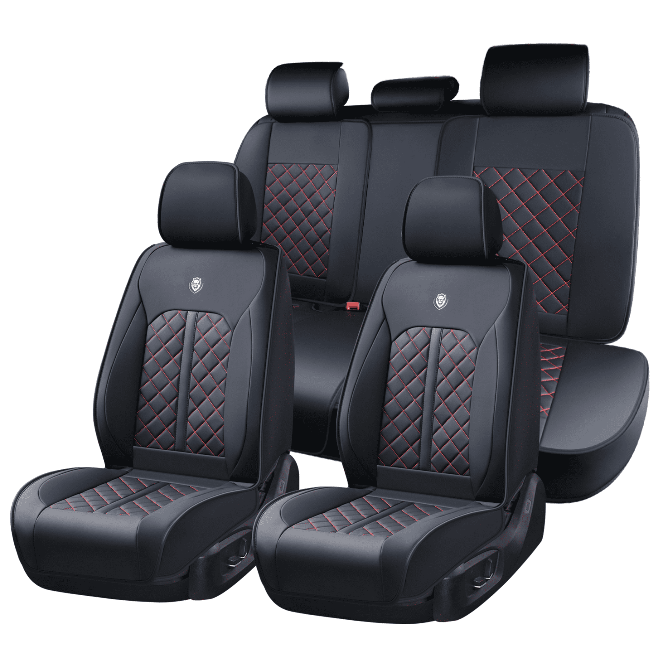 2003-2018 Car Seat Cover for Honda Civic, Red Edge Car Seat Covers, Waterproof Faux Leather, 5 Seats Full Set, Easy to Clean and Install, Wear Resistance, Beautify Interior