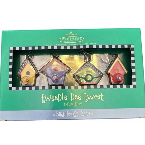 2003 Birdhouse Row (Tweedle Dee Tweet Collection) Hallmark Keepsake Ornament Set QEO8529