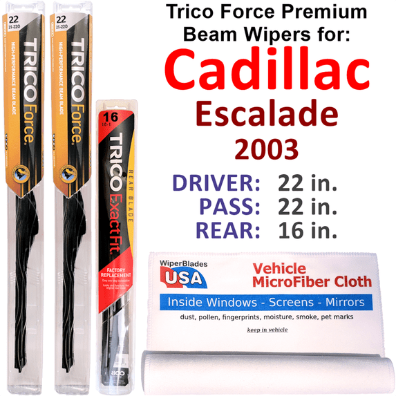 2003 Cadillac Escalade Performance Beam Wipers (Set of 3) w/Rear Wiper