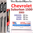 thumbnail image 1 of 2003 Chevrolet Suburban 1500 Wiper Blades (Set of 3) w/Rear Wiper, 1 of 3