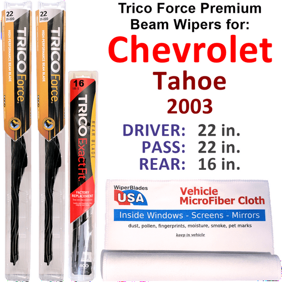 2003 Chevrolet Tahoe Performance Beam Wipers (Set of 3) w/Rear Wiper