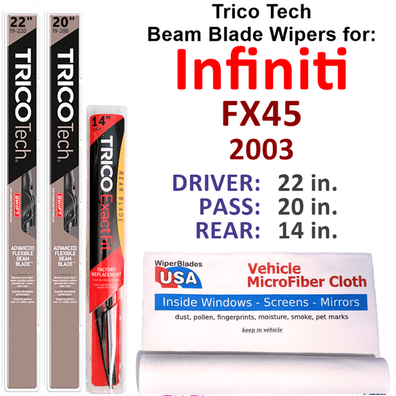 2003 Infiniti FX45 Beam Blade Wipers (Set of 3) w/Rear Wiper
