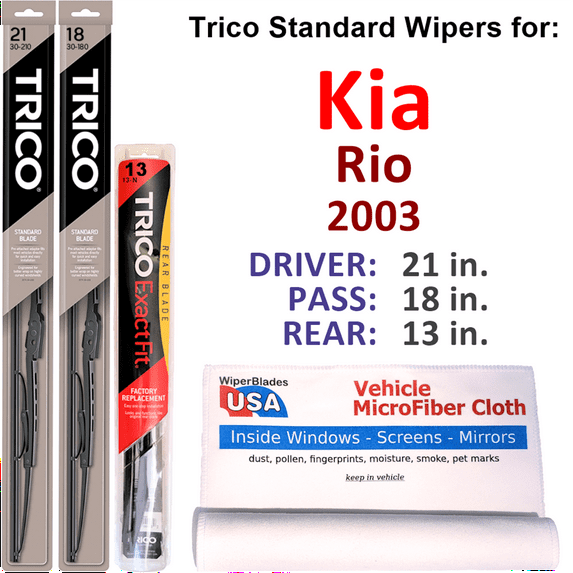2003 Kia Rio Wiper Blades (Set of 3) w/Rear Wiper