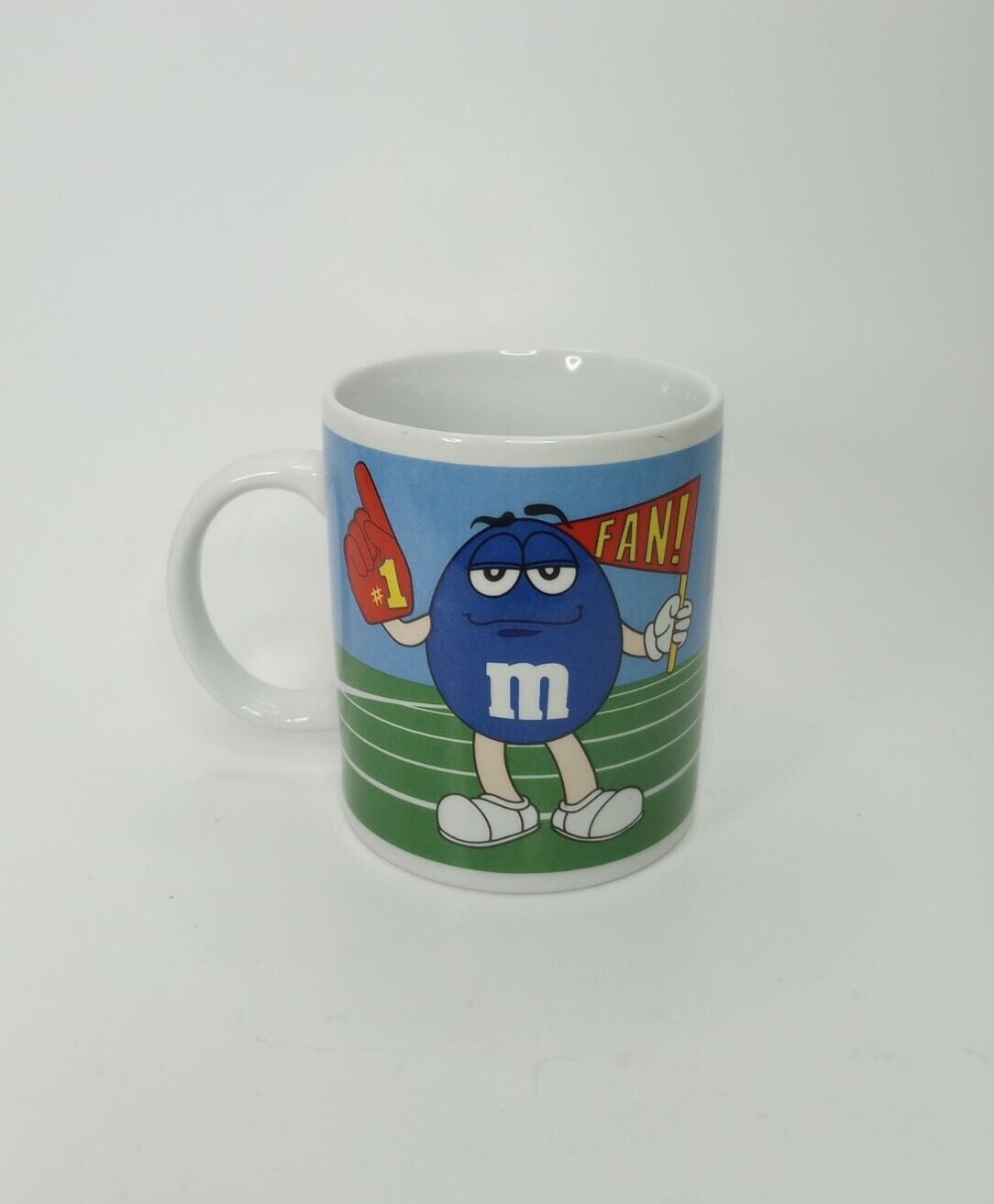 2003 M&Ms Coffee Mug Green / Blue Football Cheerleader M&M Candy Mars Galerie