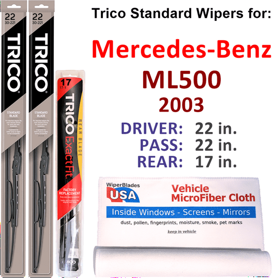 2003 Mercedes-Benz ML500 Wiper Blades (Set of 3) w/Rear Wiper