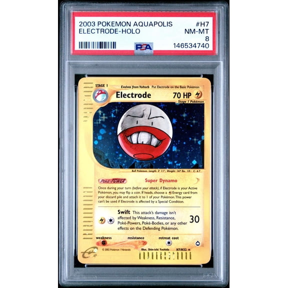 Graded Pokemon Trading Card 2003 Aquapolis Electrode Holo PSA 8 #H7