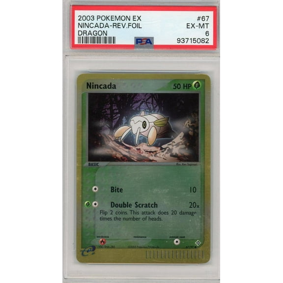 2003 Pokemon Ex Dragon #67 Nincada-Reverse Foil PSA 6