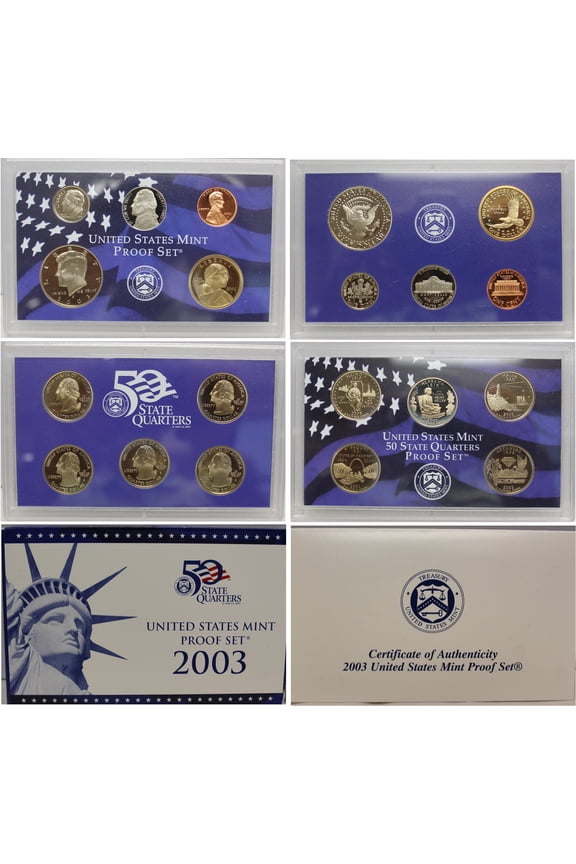 2003 Proof Set - U.S. Mint 10-Coin Clad Set - Includes State Quarters, COA & OGP