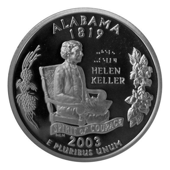 2003-S Alabama State Quarter 25c - Gem Deep Cameo Proof 90% Silver - U.S. Coin