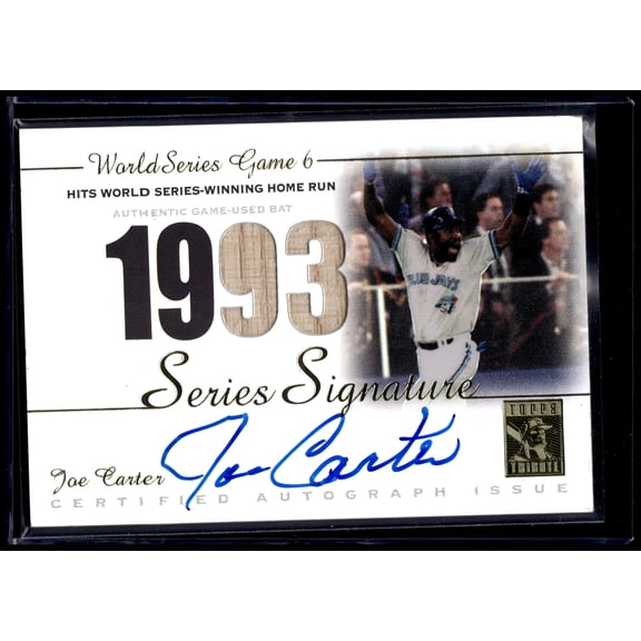 2003 Topps Tribute World Series Edition Series Signature Joe Carter SSA-JC Auto Game-Used Bat Toronto Blue Jays MLB Autographed Baseball Trading Card