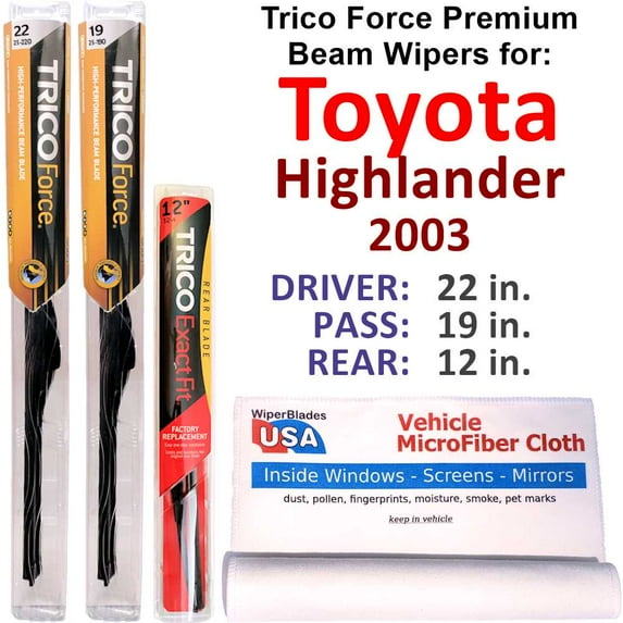 2003 Toyota Highlander Performance Beam Wipers (Set of 3) w/Rear Wiper