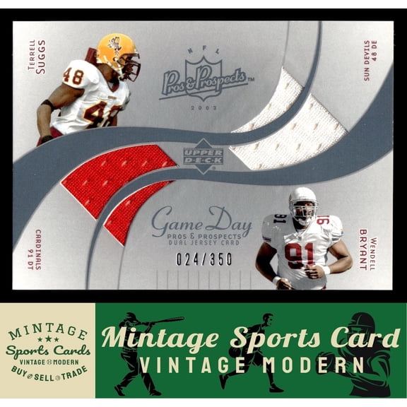 2003 Upper Deck Pros & Prospects Terrell Suggs / Wendell Bryant #DJC-SB Game Day Jersey Duals SN,MEM