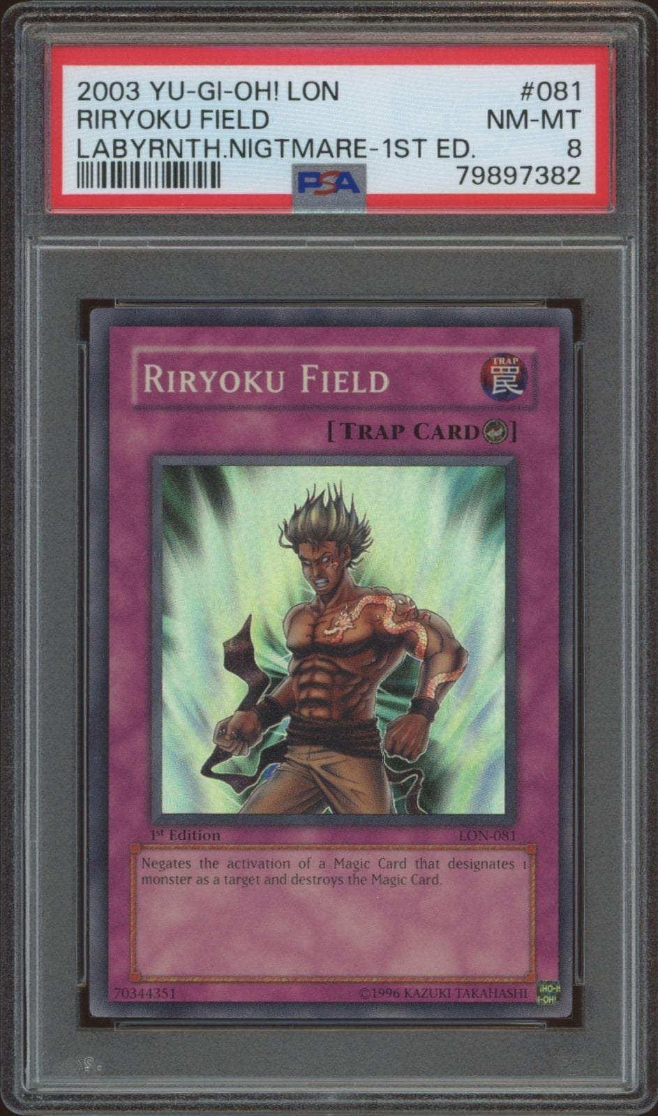2003 Yu-Gi-Oh! Labyrinth of Nightmare (1st Edition) Riryoku Field #LON-081 (PSA 8)