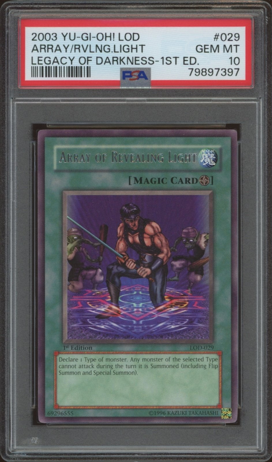 2003 Yu-Gi-Oh! Legacy of Darkness (1st Edition) Array of Revealing Light #LOD-029 (PSA 10)