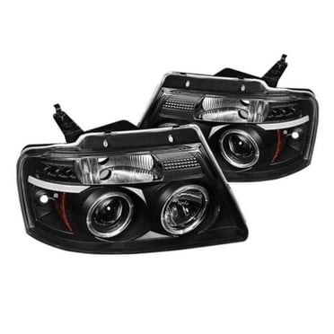 Black LED Tube Projector Headlights For 2004-2008 Ford F-150 – Pair (Left+Right) With Bulbs