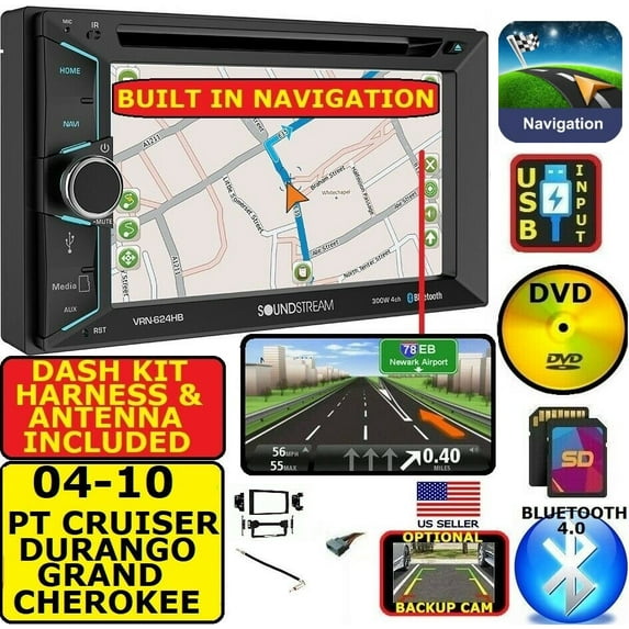 2004-2010 PT CRUISER DURANGO GRAND CHEROKEE NAVIGATION CD/DVD BLUETOOTH STEREO