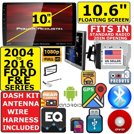 2004-2016 FORD F & E SERIES 10.6" BLUETOOTH CD/DVD USB CAR STEREO PKG INCLUDES VEHICLE SPECIFIC INSTALLATION HARDWARE INCLUDING DASH KIT, HARNESS, AND ANTENNA ADAPTER WHEN REQUIRED