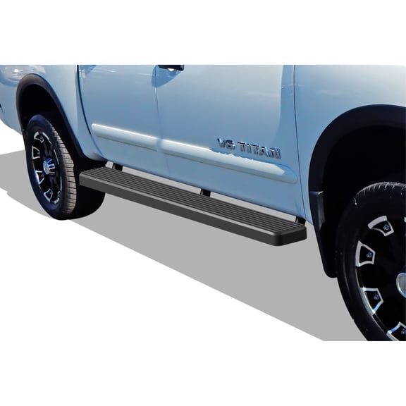2004-2022 Nissan Titan Crew Cab (Exl. 2016 Models) 2016-2022 Nissan Titan XD Crew Cab Stainless Steel with 6061 Aluminum Step Pad Black Finish 6-Inch Door to Door Side Step iStep 6 Inch SS