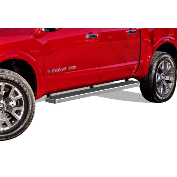 2004-2022 Nissan Titan Crew Cab (Exl. 2016 Models) 2016-2022 Nissan Titan XD Crew Cab Stainless Steel with 6061 Aluminum Step Pad Hairline Finish 6-Inch Door to Door Side Step iStep 6 Inch SS