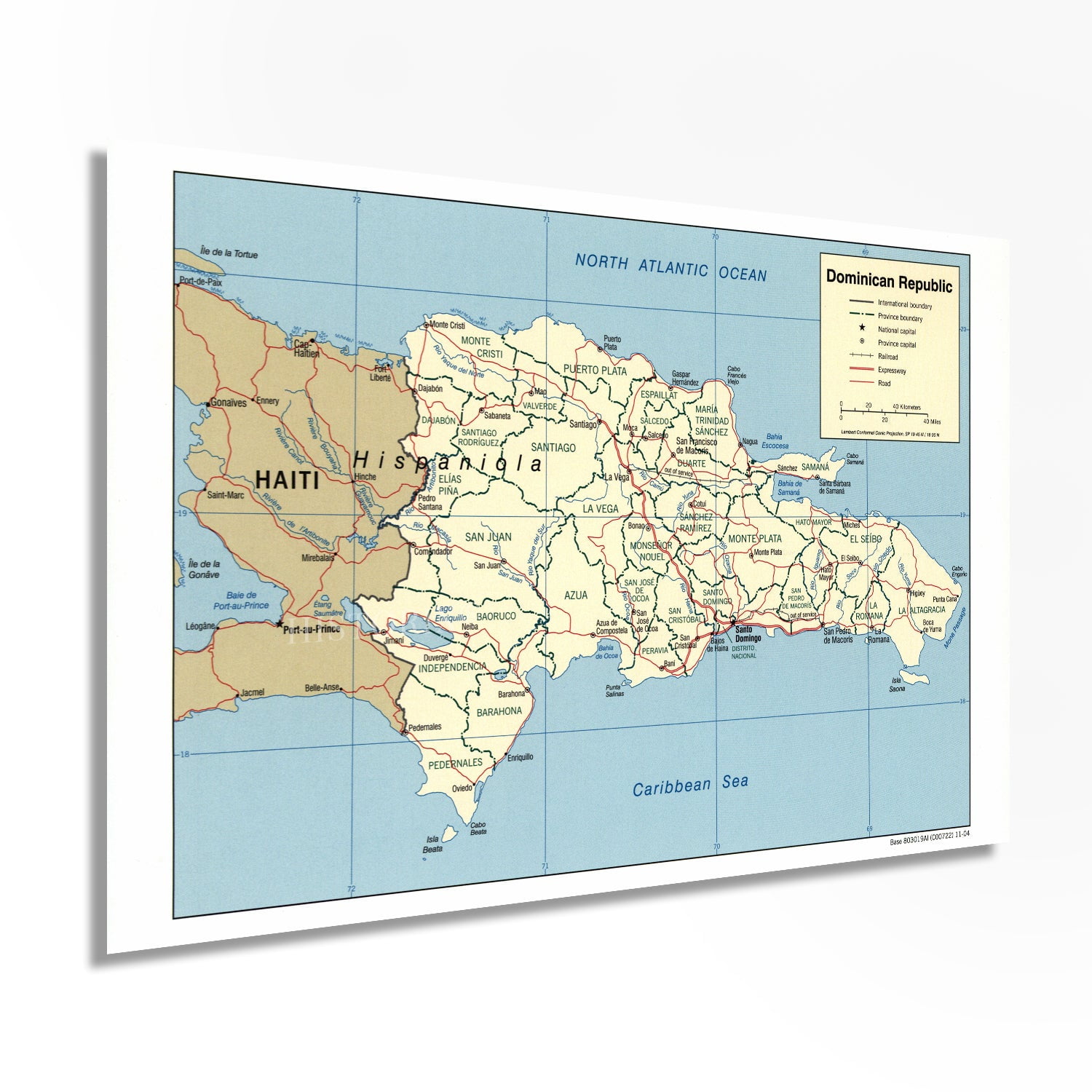 2004 Dominican Republic Map Poster Dominican Republic Wall Art