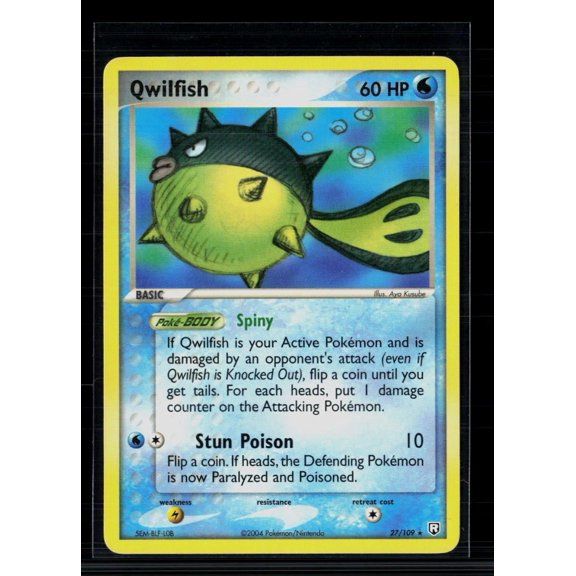 2004 EX Team Rocket Returns Qwilfish Reverse Holo Rare #27/109 English Trading Card
