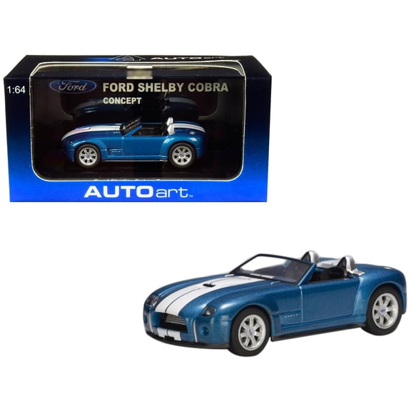 2004 Ford Shelby Cobra Concept Guardsman Blue Metallic with Performance White Stripes 1/64 Model Car by Autoart