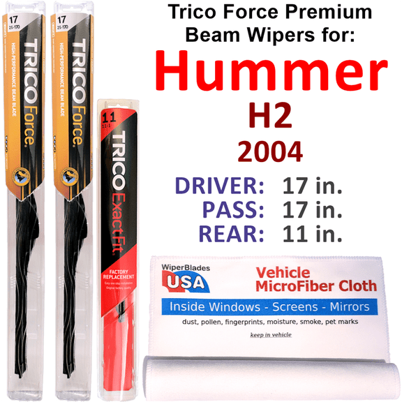 2004 Hummer H2 Performance Beam Wipers (Set of 3) w/Rear Wiper