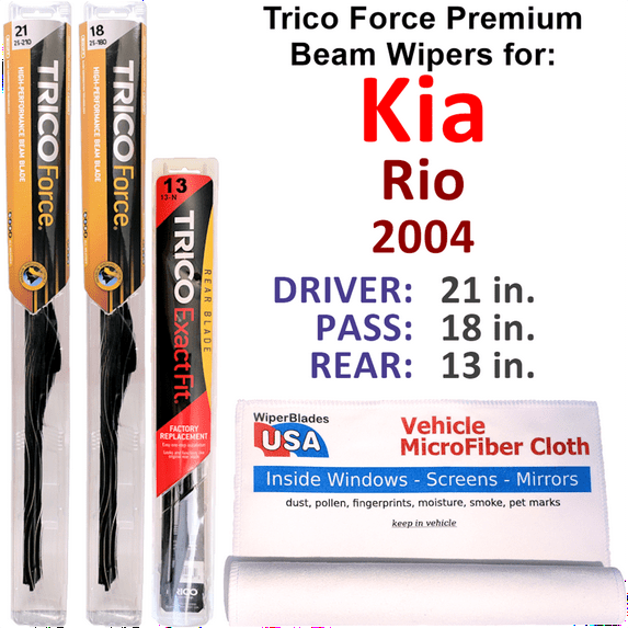 2004 Kia Rio Performance Beam Wipers (Set of 3) w/Rear Wiper