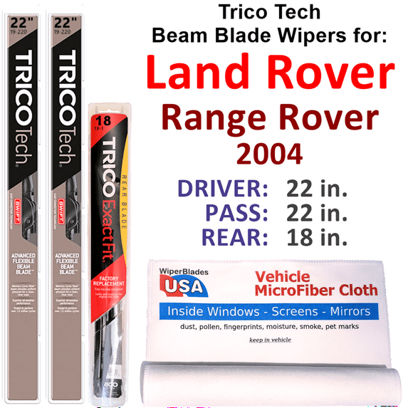 2004 Land Rover Range Rover Beam Blade Wipers (Set of 3) w/Rear Wiper