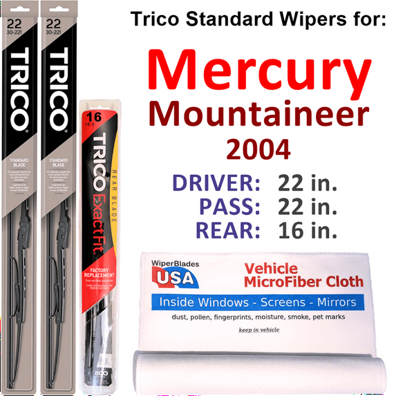 2004 Mercury Mountaineer Wiper Blades (Set of 3) w/Rear Wiper