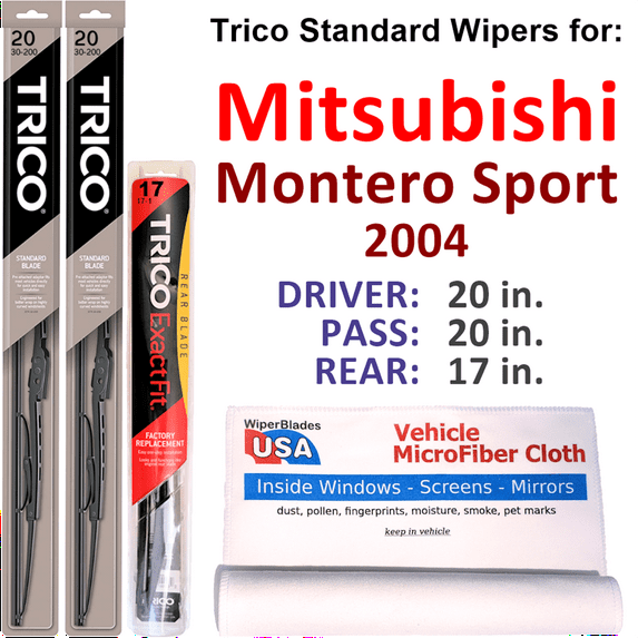 2004 Mitsubishi Montero Sport Wiper Blades (Set of 3) w/Rear Wiper