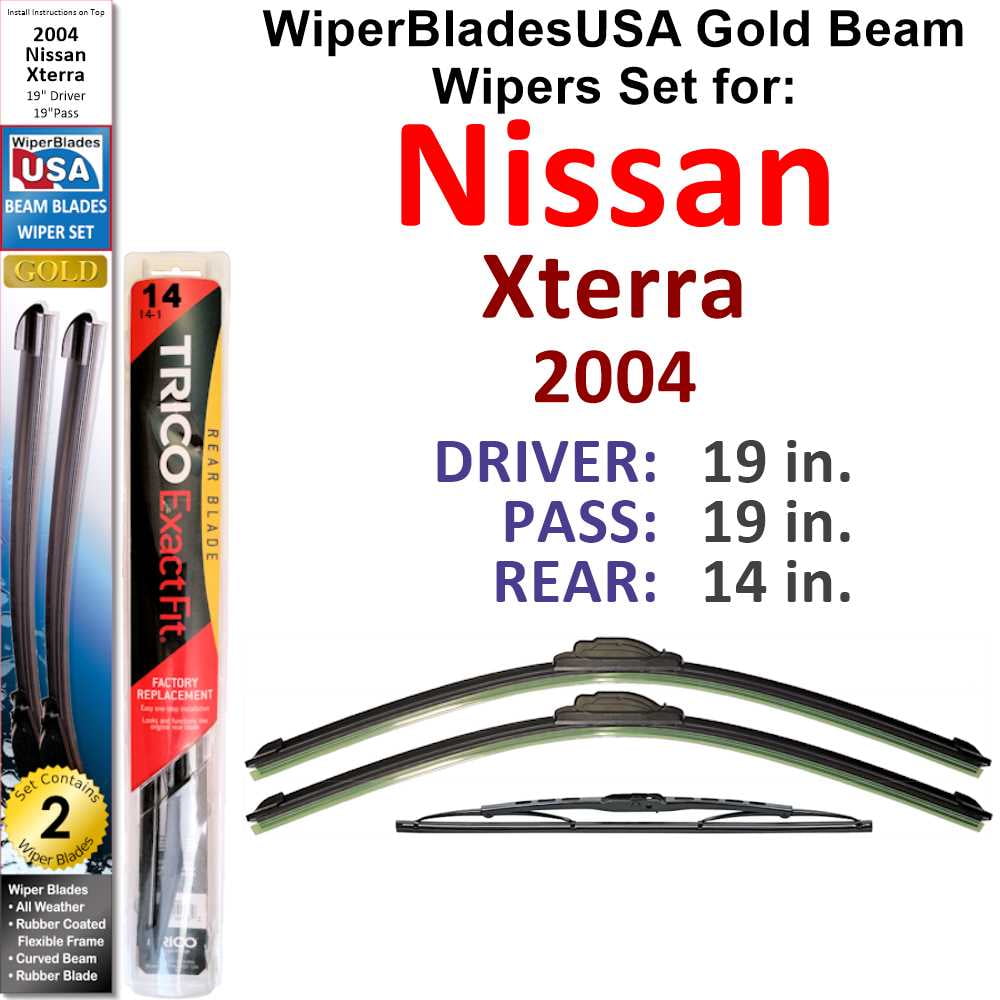 2004 Nissan Xterra compatible Beam Wiper Blades Wipers WBUSA (Set of 3