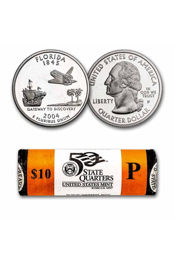 2004-P Florida Statehood Quarter 40-Coin Roll BU (Mint Wrapped)