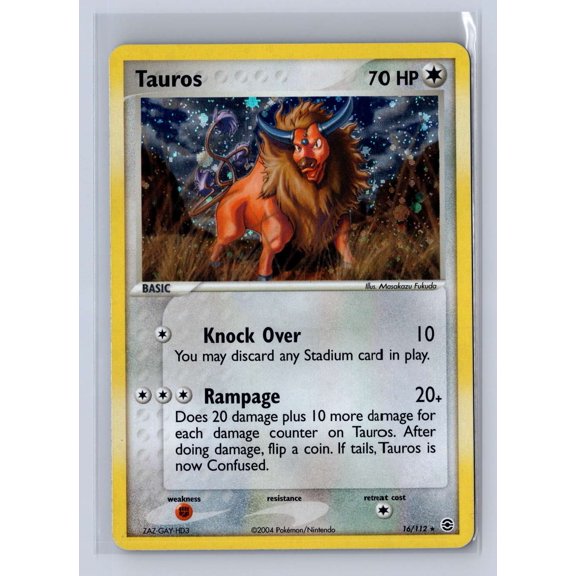 2004 Pokemon EX FireRed & LeafGreen Holo Tauros #16/112 LP Rare English Card