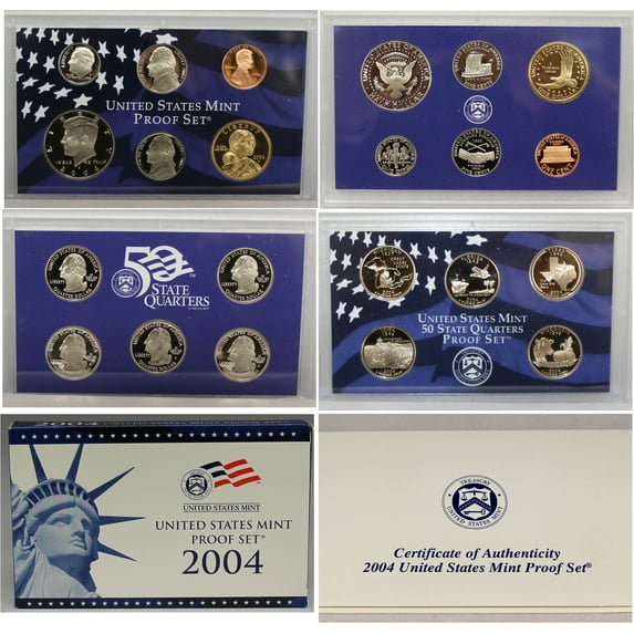 2004 Proof Set - U.S. Mint 11-Coin Clad Set - Includes State Quarters, COA & OGP