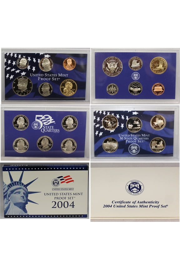 2004 Proof Set - U.S. Mint 11-Coin Clad Set - Includes State Quarters, COA & OGP
