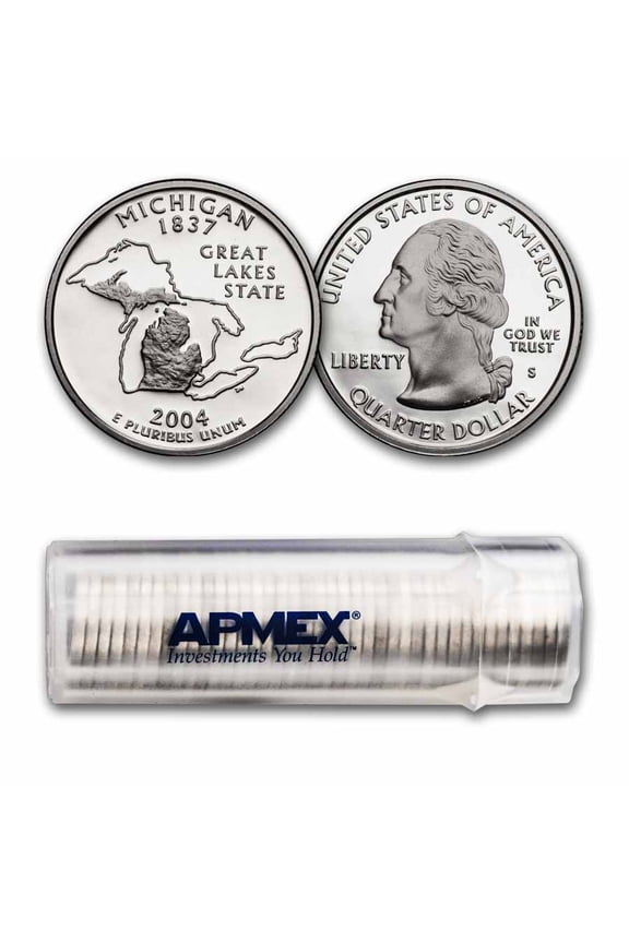 2004-S Michigan State Quarter Gem Proof 40-Coin Roll
