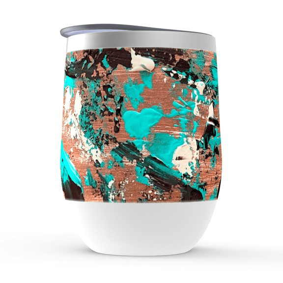 Motley Eye Stainless Steel Stemless Wine Tumbler 12oz | Gift | Bpa Free | Vacuum Insulated Double-Wall | With Lid