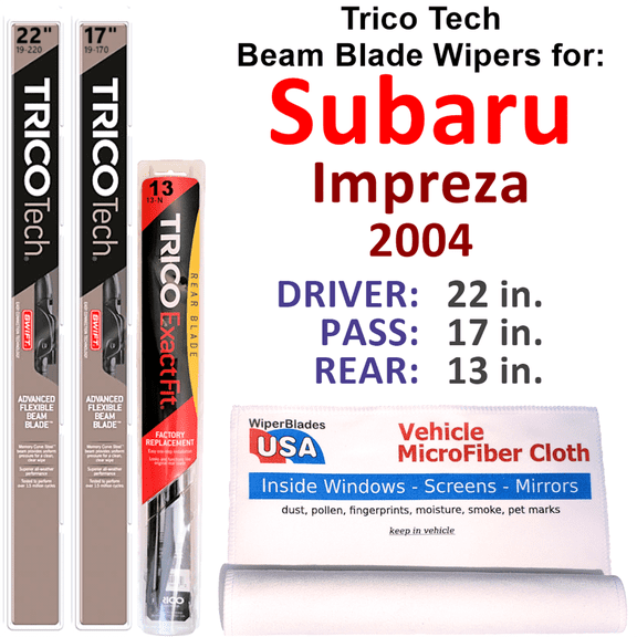 2004 Subaru Impreza Beam Blade Wipers (Set of 3) w/Rear Wiper