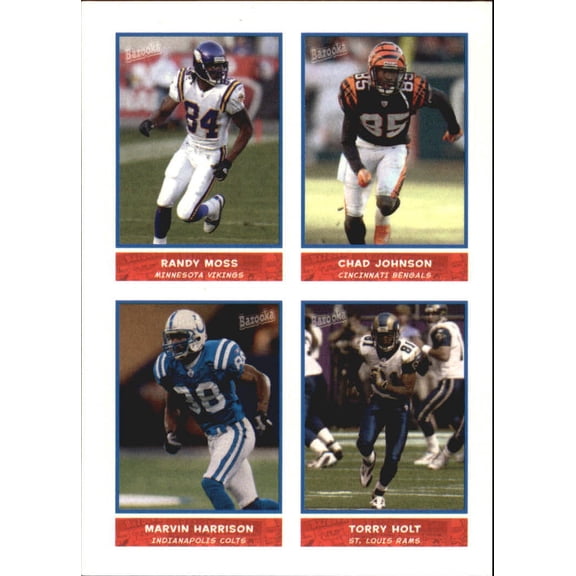 2004 Topps Bazooka Stickers #35 Randy Moss Chad Johnson Marvin Harrison Torry Holt NFL Football Trading Card