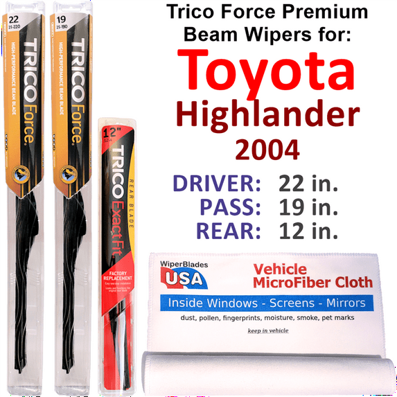 2004 Toyota Highlander Performance Beam Wipers (Set of 3) w/Rear Wiper