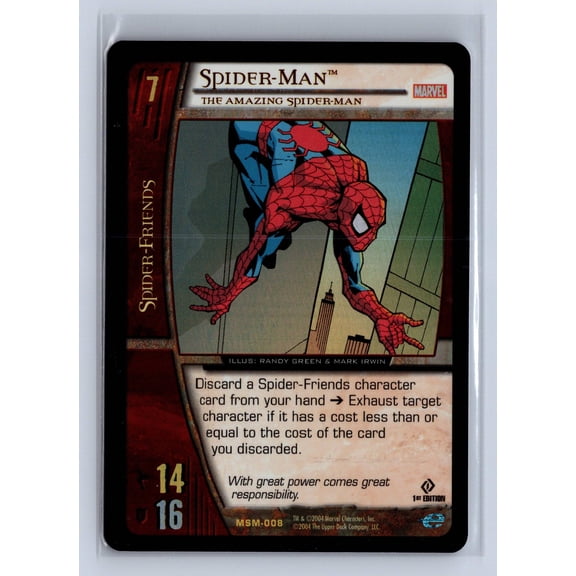 2004 Upper Deck Marvel Vs System Web of Spider-Man 1st Edition Spider-Man #MSM-008 Trading Card