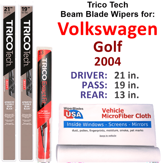 2004 Volkswagen Golf Beam Blade Wipers (Set of 3) w/Rear Wiper