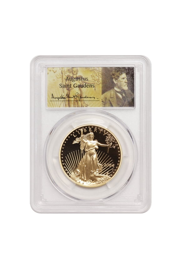 2004-W $50 Gold Eagle PCGS PR70 Deep Cameo St. Gaudens Label U.S. Mint Coin