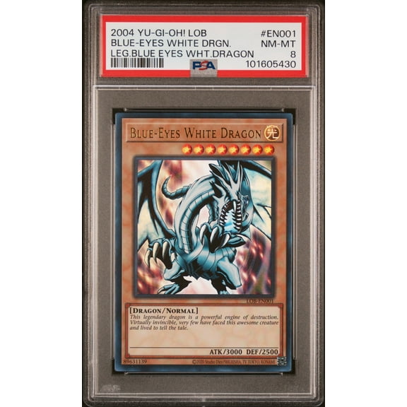2004 Yu-Gi-Oh! LOB Blue-Eyes White Dragon #LOB-EN001 PSA 8