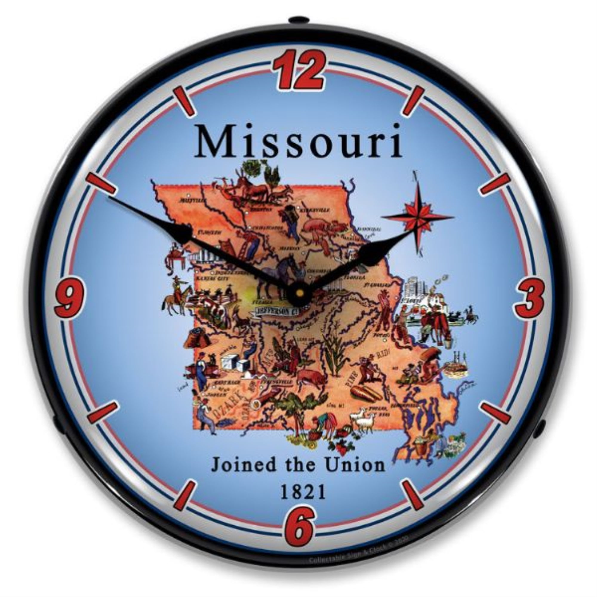 Missouri State Map LED Lighted Wall Clock